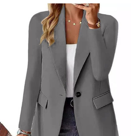 Melissa – Polyester Höst Långärmad Enfärgad Cardigan Liten Kostymjacka