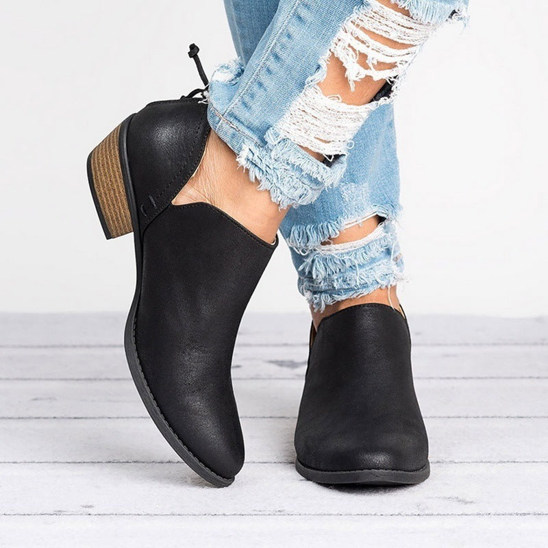 Tracy – Retro Högklackade Ankelboots för Kvinnor