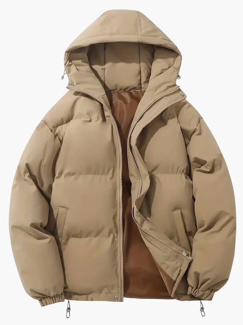 Herr Vinter Pufferjacka med Huva – Klassisk Stil & Optimal Värme för Kallt Väder