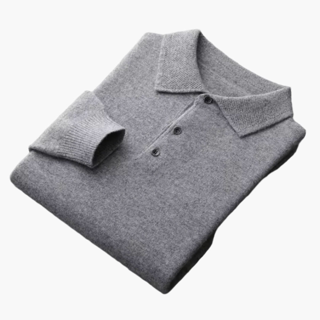 Herrstickad premium polo – klassisk långärmad tröja för vardag och fest