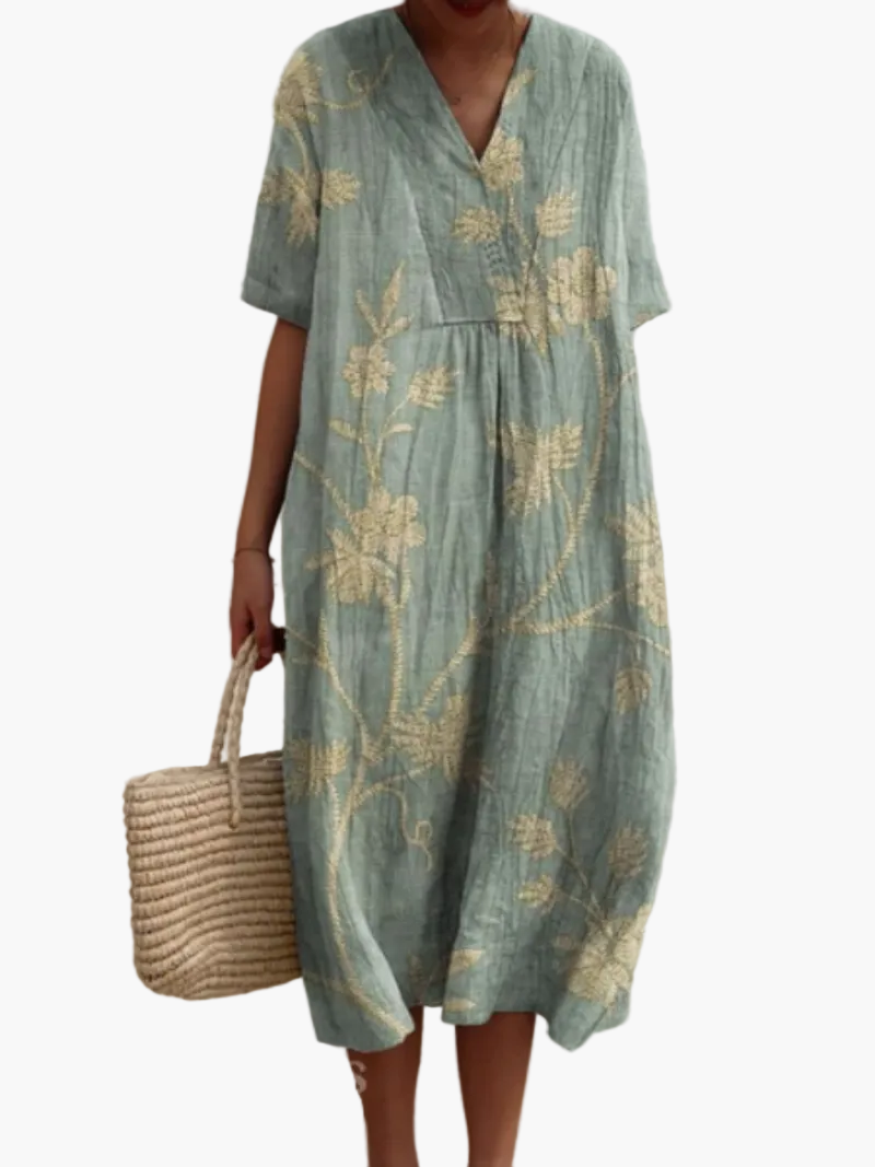 Dam Sommarklänning Lös Passform Blommig Vardagsstil