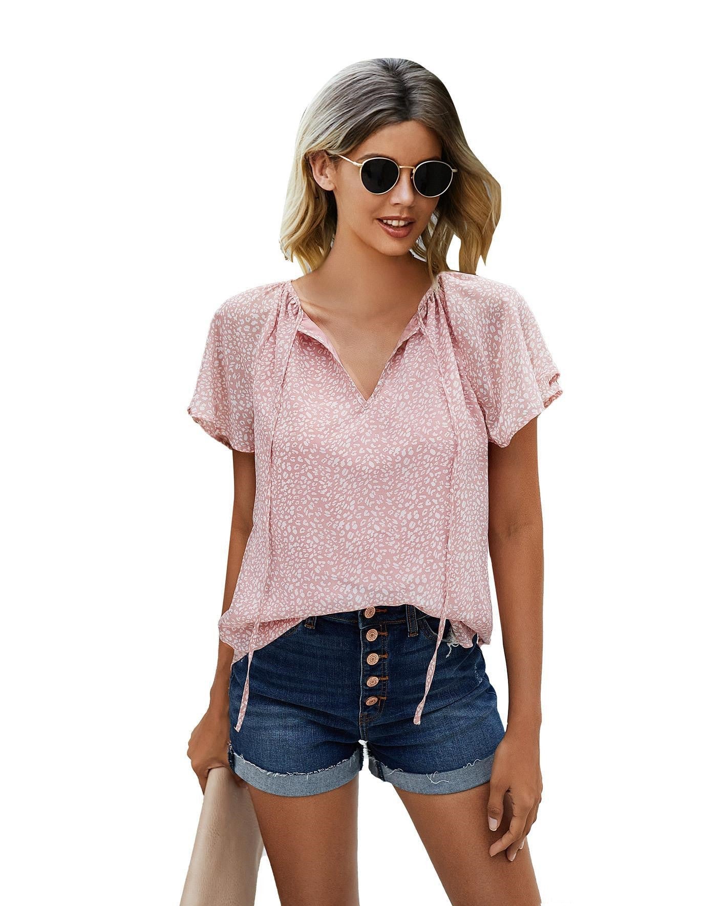Vanessa – Blus med Lotusbladärmar