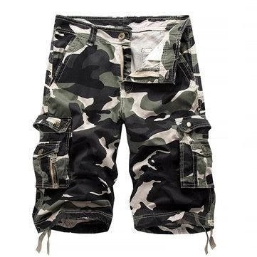 Karl – Kamouflage Tryckt Knälång Cargo Shorts