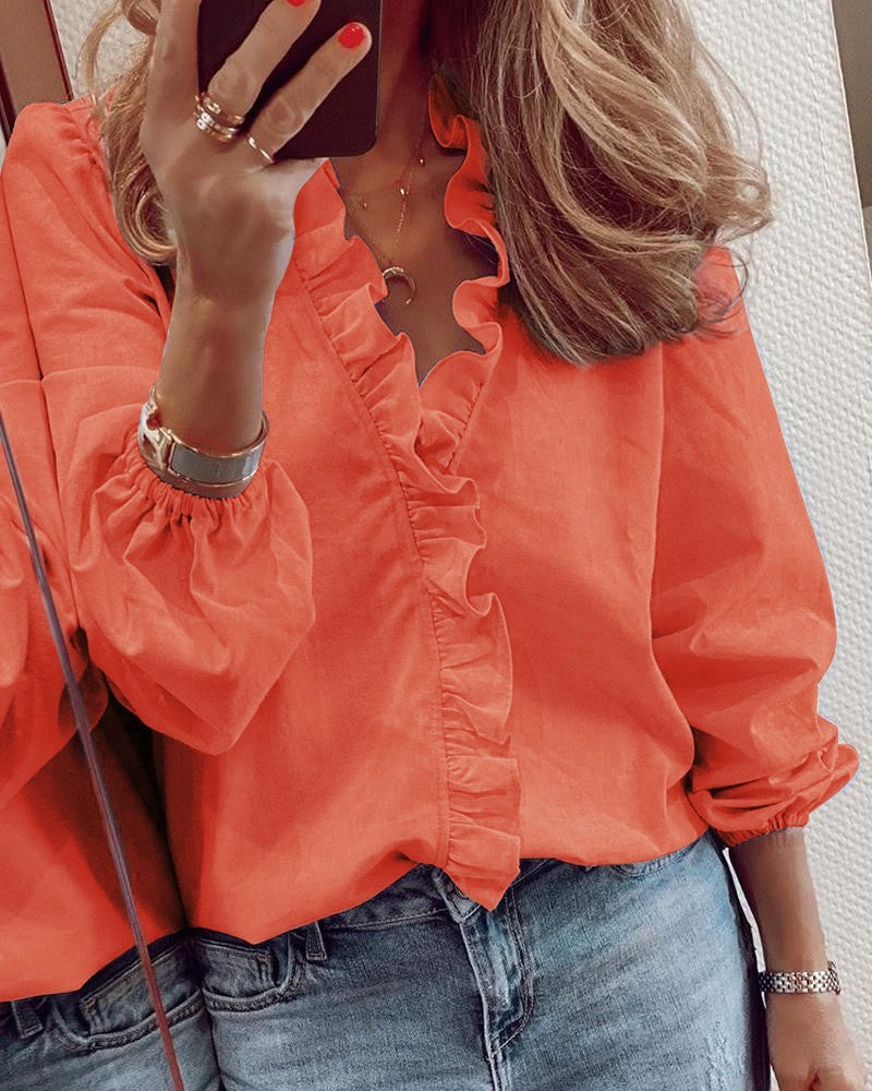 Danielle – Långärmad Blus med Volanger