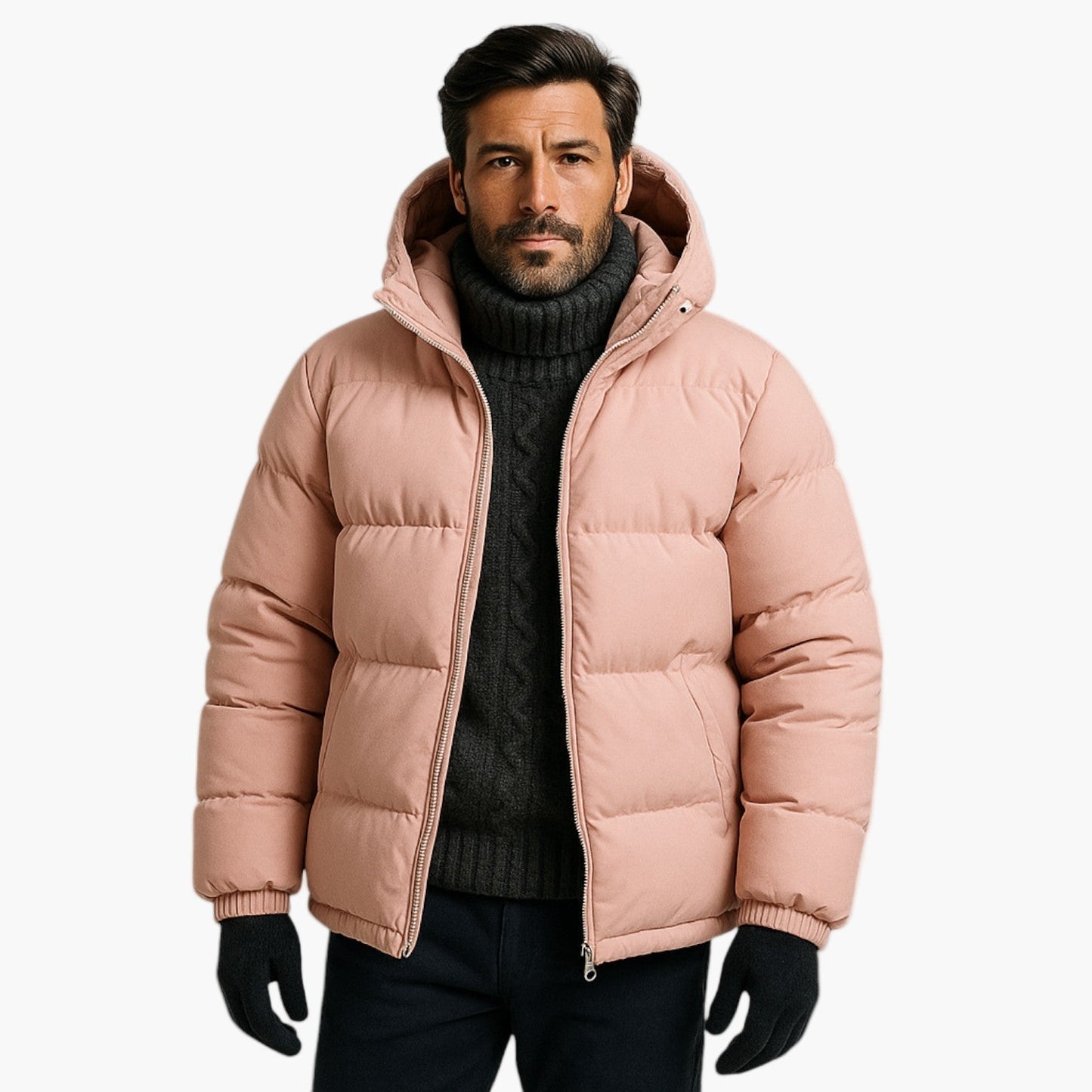 Herr Vinter Parkasjacka – Vadderad Puffer med Huva för Stad och Outdoor