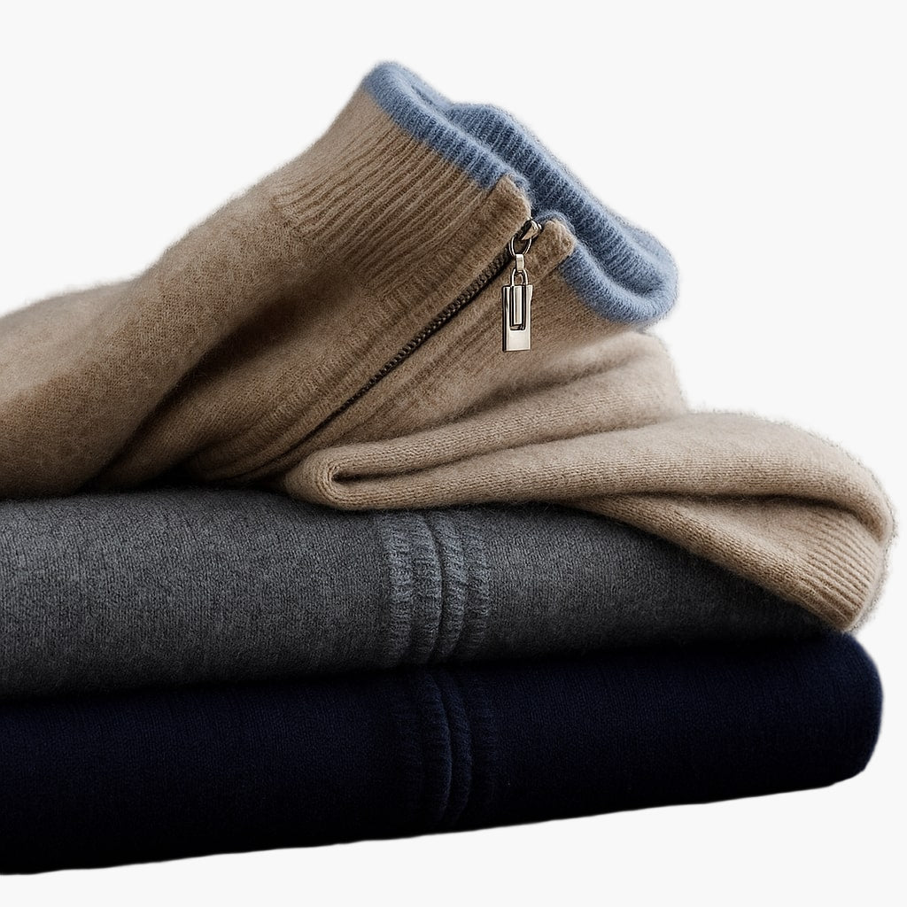 Herrjacka med dragkedja – Elegant stickad jacka för modern stil och vardagskomfort