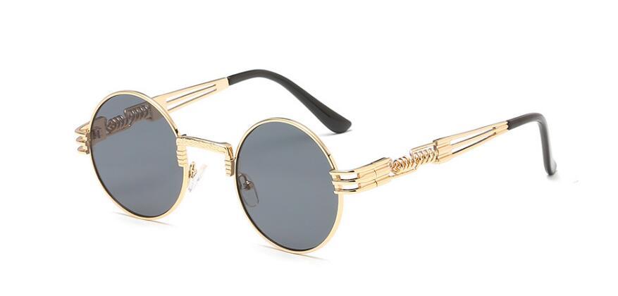 Sara – Runda Solglasögon i Guld med Retro-Stil