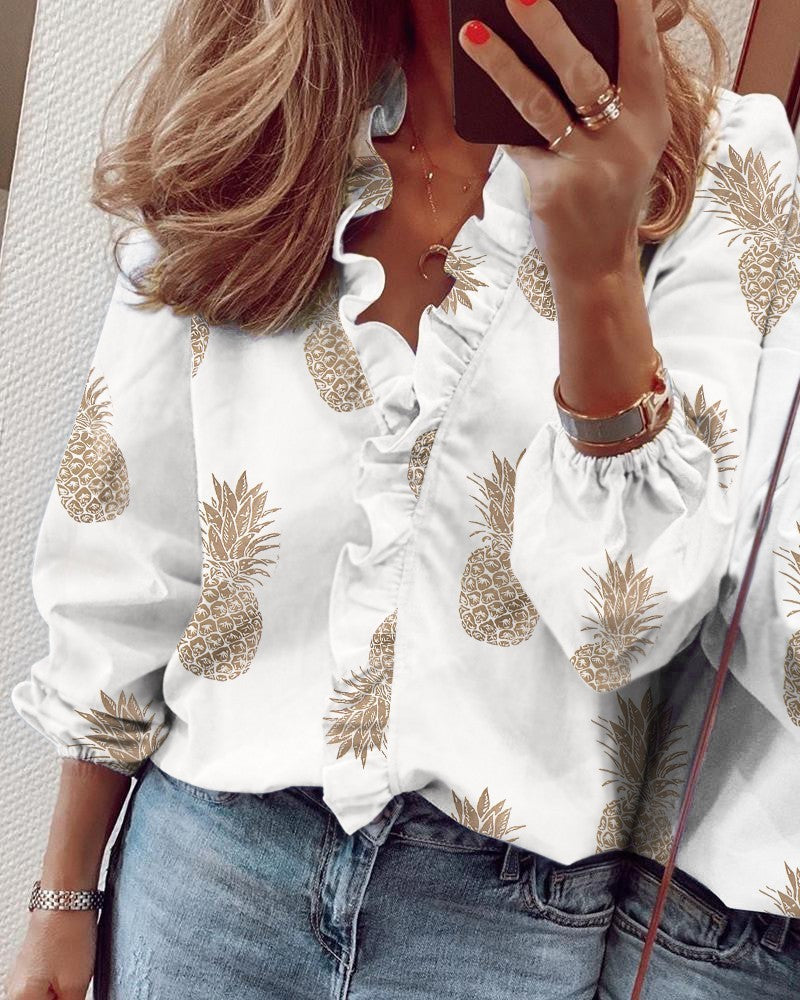 Danielle – Långärmad Blus med Volanger