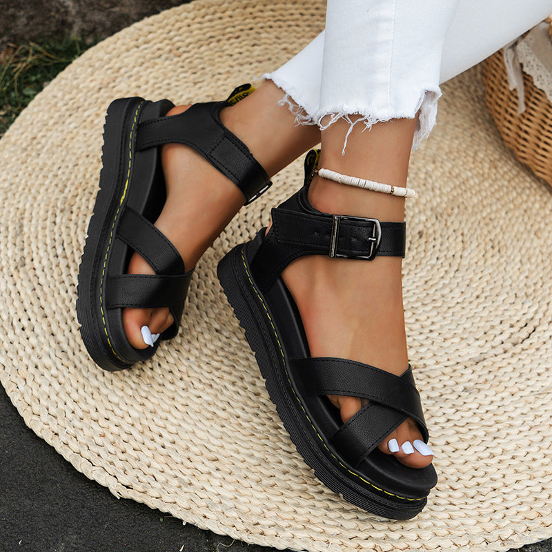 Sophie – Sandaler i romersk stil med tjock sula och spänne i plusstorlek