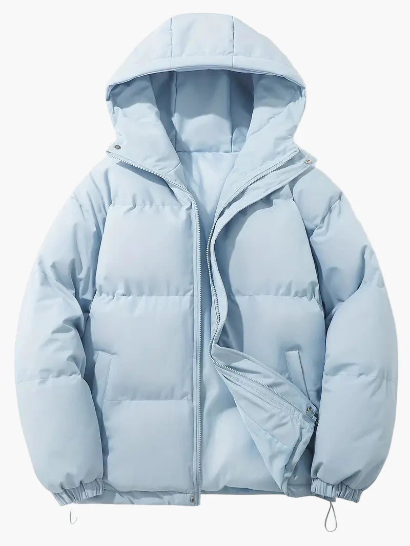 Herr Vinter Pufferjacka med Huva – Klassisk Stil & Optimal Värme för Kallt Väder