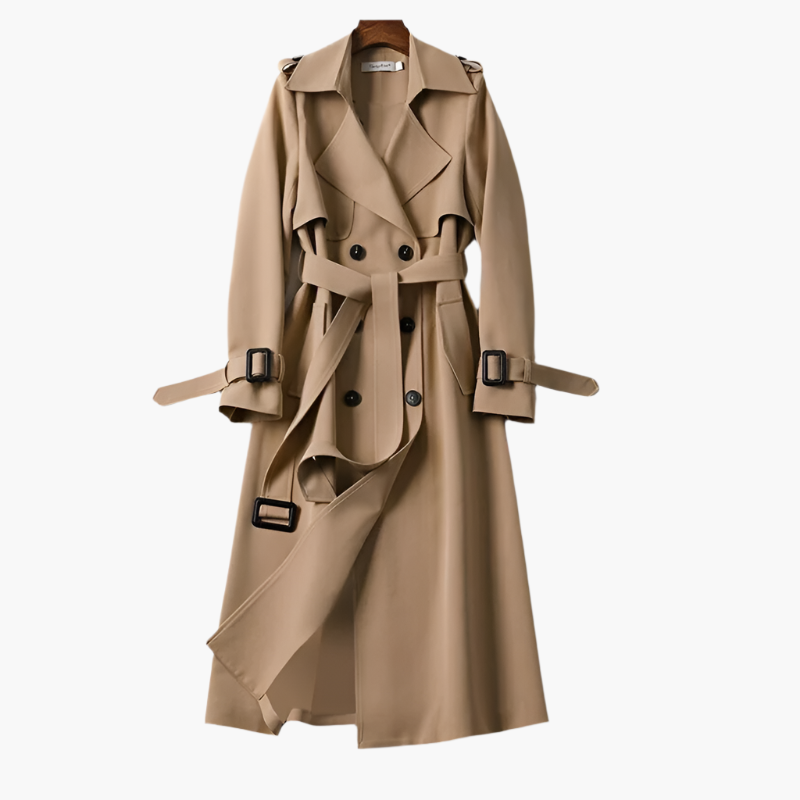 Dam Klassisk Lång Trenchcoat – Elegant Ytterplagg för Vardag och Fest