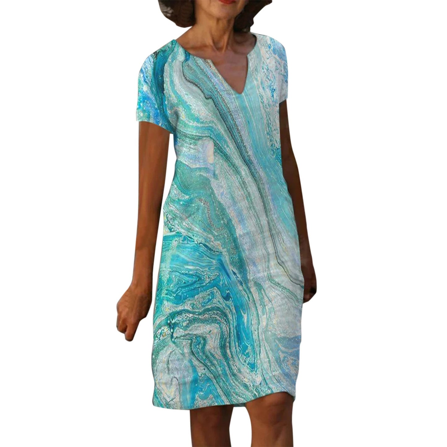 Rose – Löst V-ringat Klänning i Bomull och