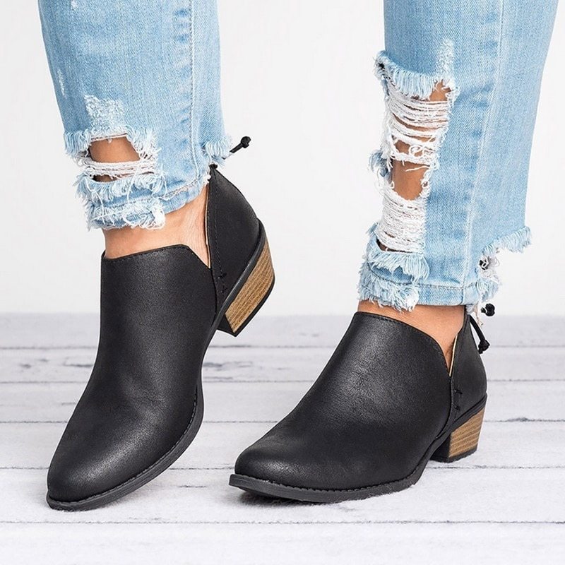 Tracy – Retro Högklackade Ankelboots för Kvinnor