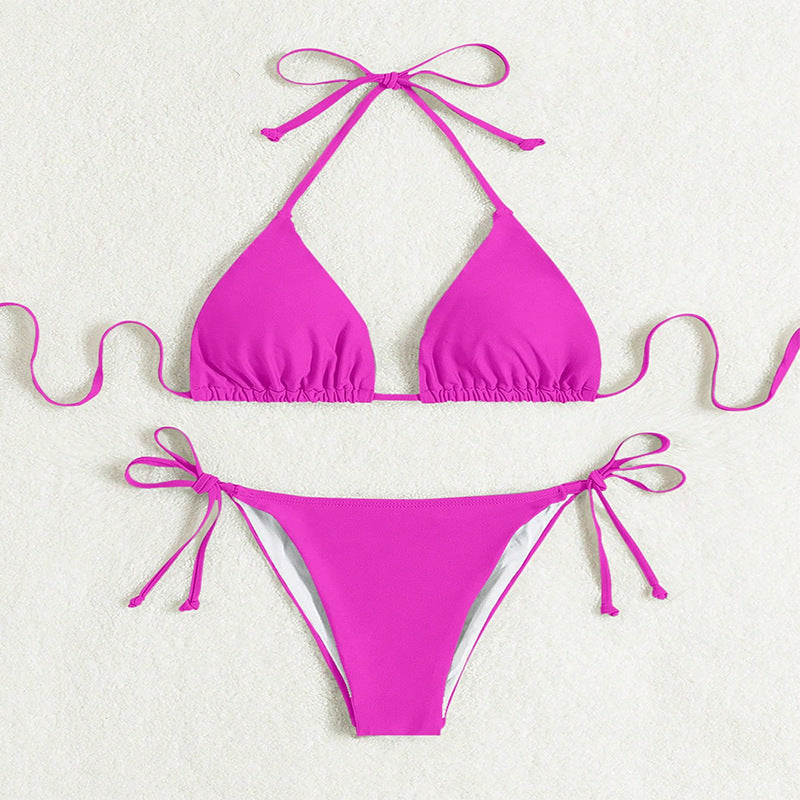 Donna – Bikinis med knytning i ren färg