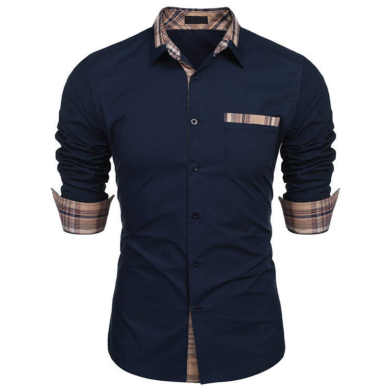 Herrskjorta Slim Fit Business Casual med Rutiga Detaljer – Långärmad, Modern Stil