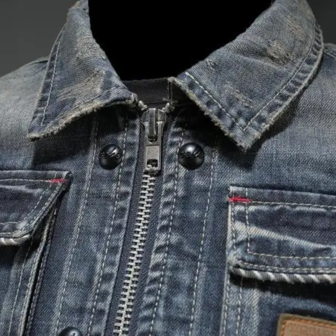 Herr Jeansjacka Klassisk Stil – Tidlös Denimjacka för Vardag och Fritid