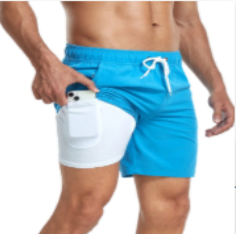Herr Baddräktsbyxor Sportiga Strandshorts med Innerficka – Perfekta för Strand och Träning