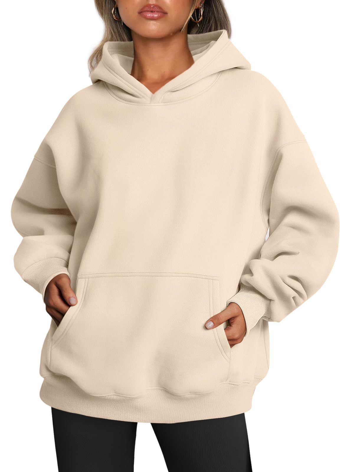 Alice – Oversized Fleece Hoodie med Fickor och Lång Ärmar