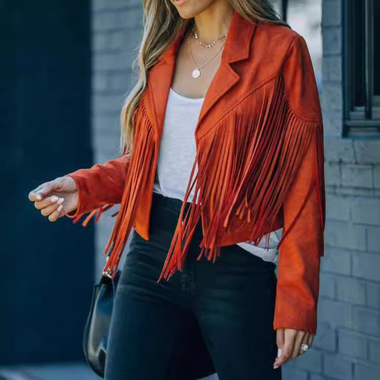 Tamara – Slim-fit långärmad fringing kappa