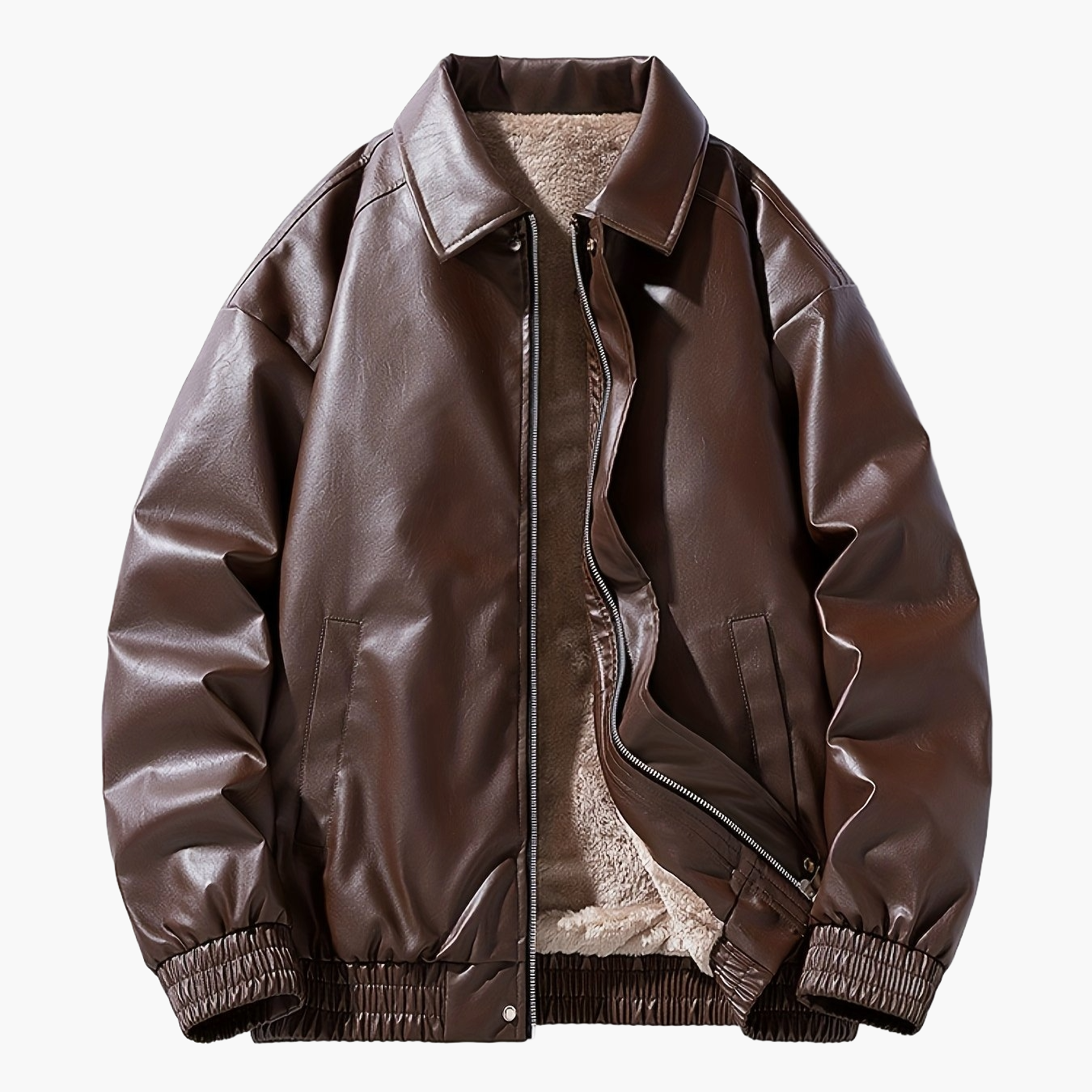 Herr Bomberjacka med lös passform och dragkedja för vardagsbruk