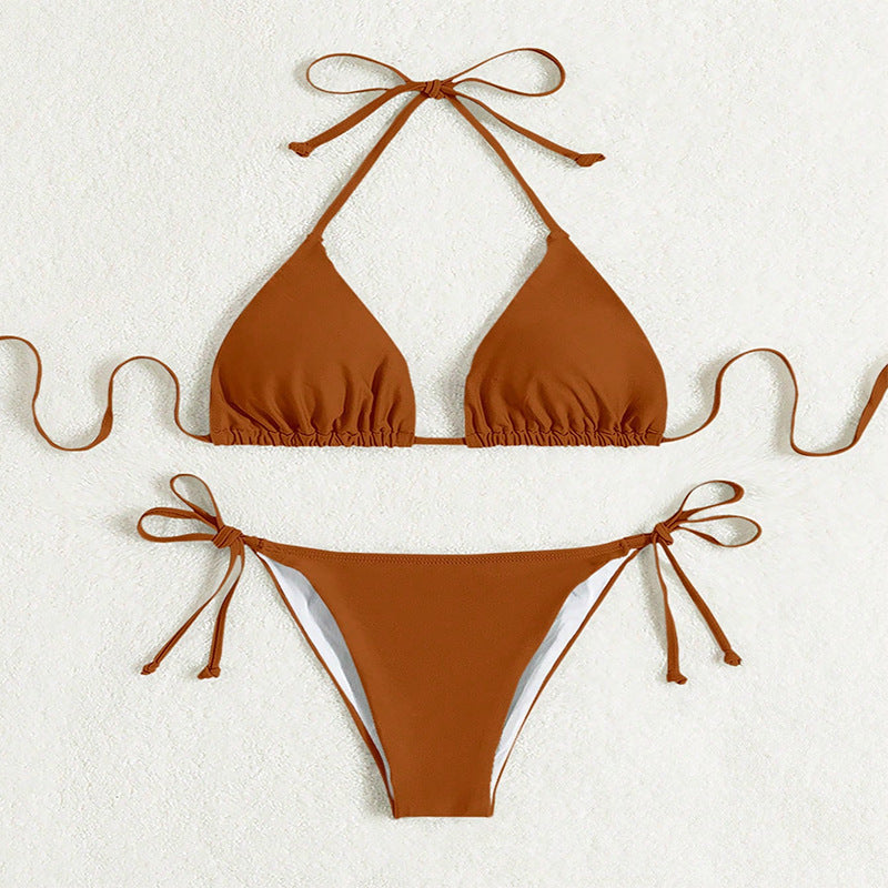 Donna – Bikinis med knytning i ren färg