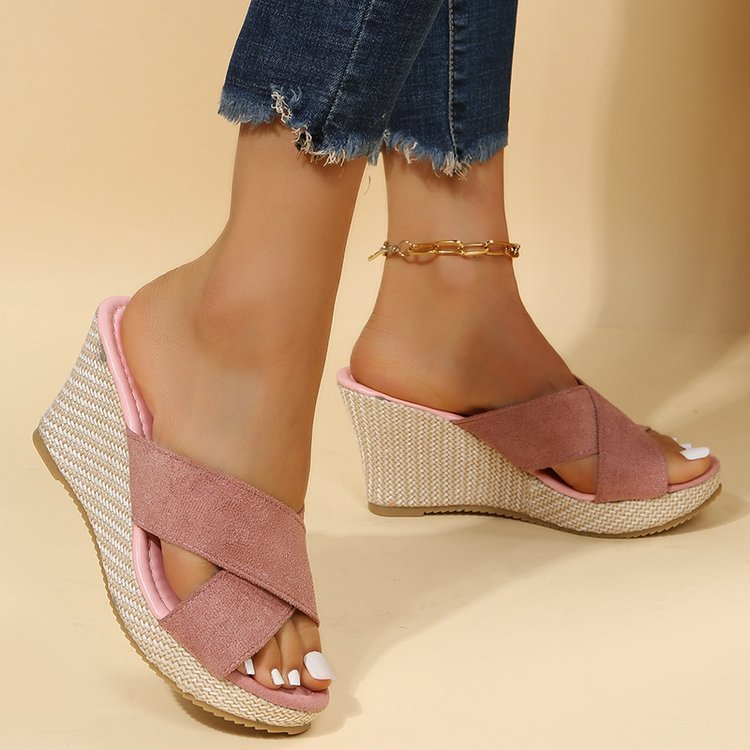 Alice – Stora storlekar dam skor kilklack hampa rep plattform sandaler