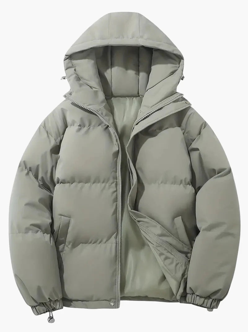 Herr Vinter Pufferjacka med Huva – Klassisk Stil & Optimal Värme för Kallt Väder