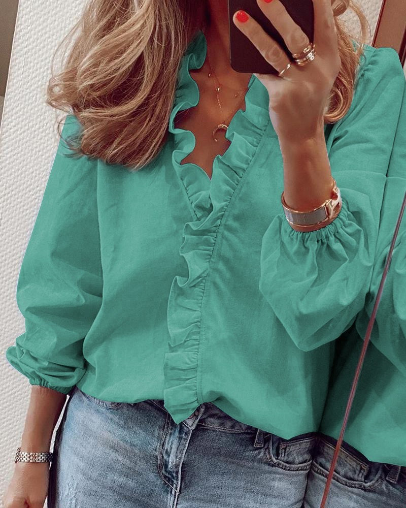 Danielle – Långärmad Blus med Volanger