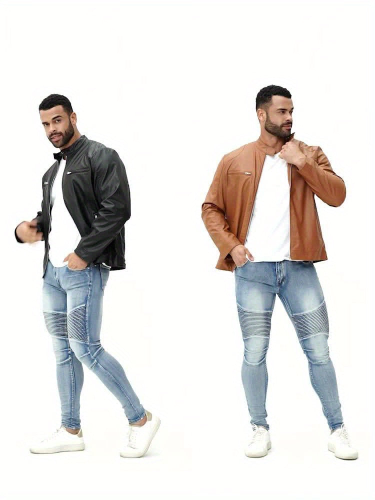 Robert – PU Skinnjacka med Dragkedjefickor