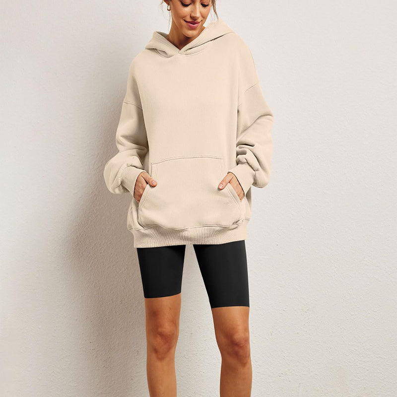 Alice – Oversized Fleece Hoodie med Fickor och Lång Ärmar