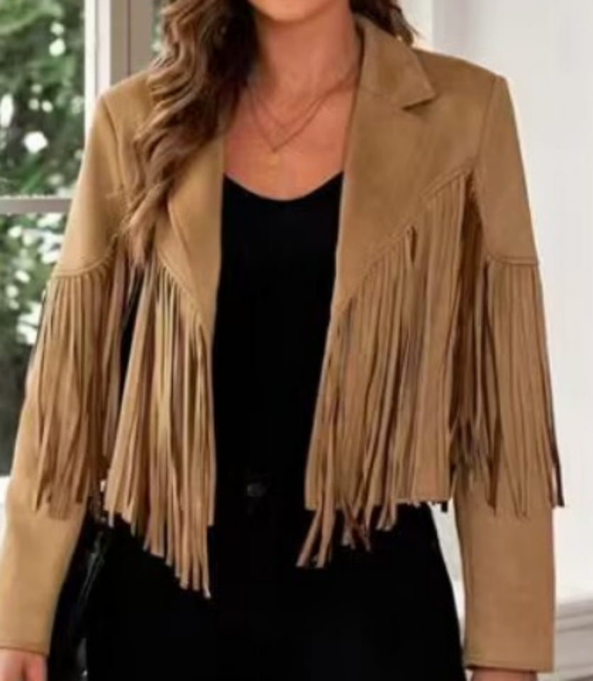 Tamara – Slim-fit långärmad fringing kappa