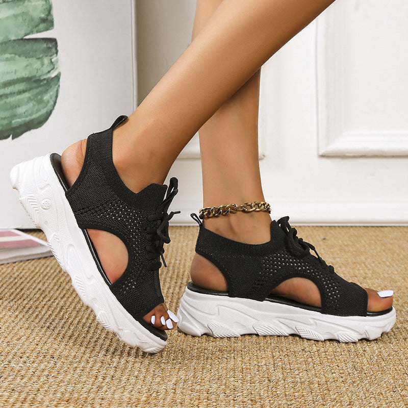 Kathryn – Lättvikts Sandaler med Tjock Sula i Nät och Mjuk Sula för Casual Sommar
