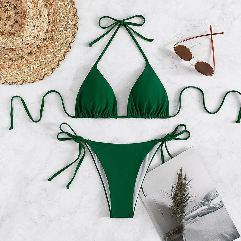 Donna – Bikinis med knytning i ren färg