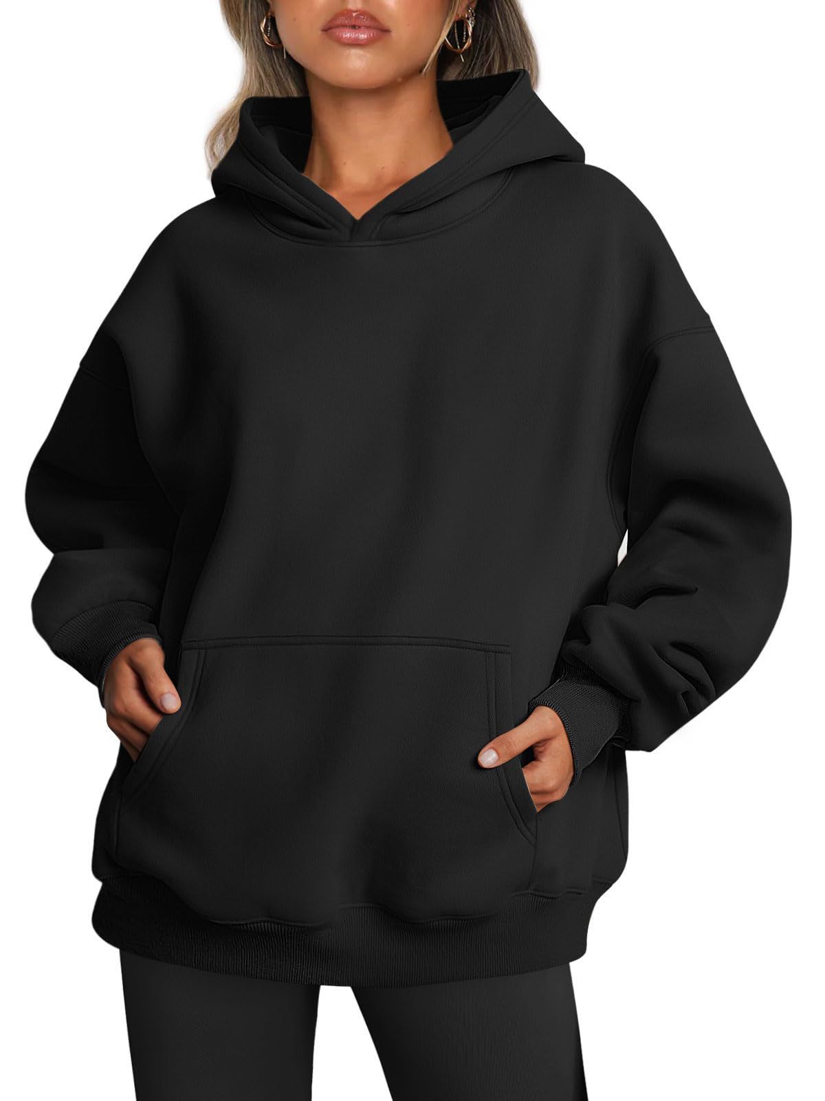 Alice – Oversized Fleece Hoodie med Fickor och Lång Ärmar