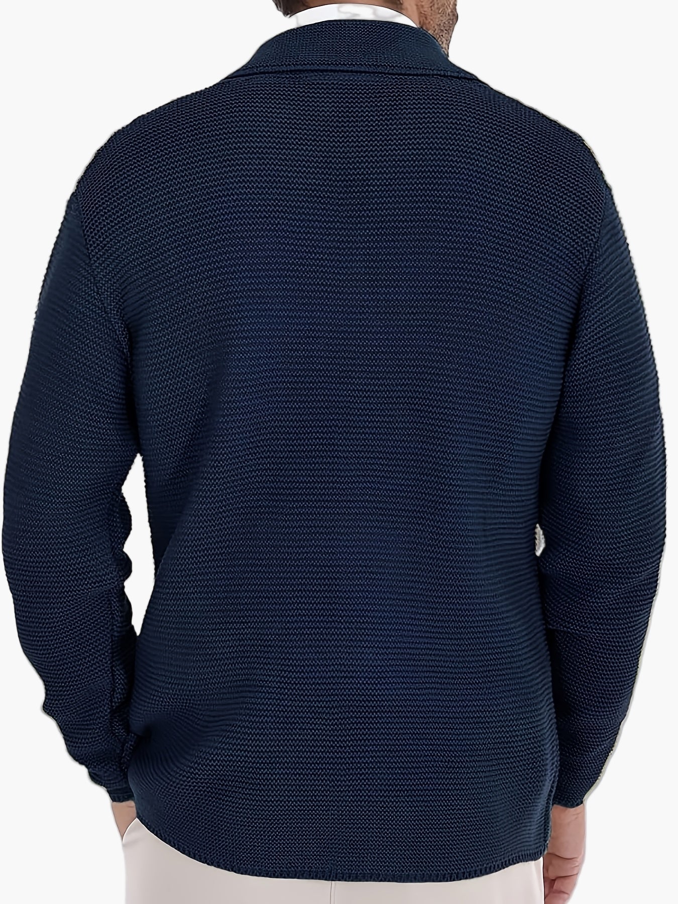 Herr Dubbelknäppt Stickad Kavaj – Elegant och Avslappnad för Alla Tillfällen