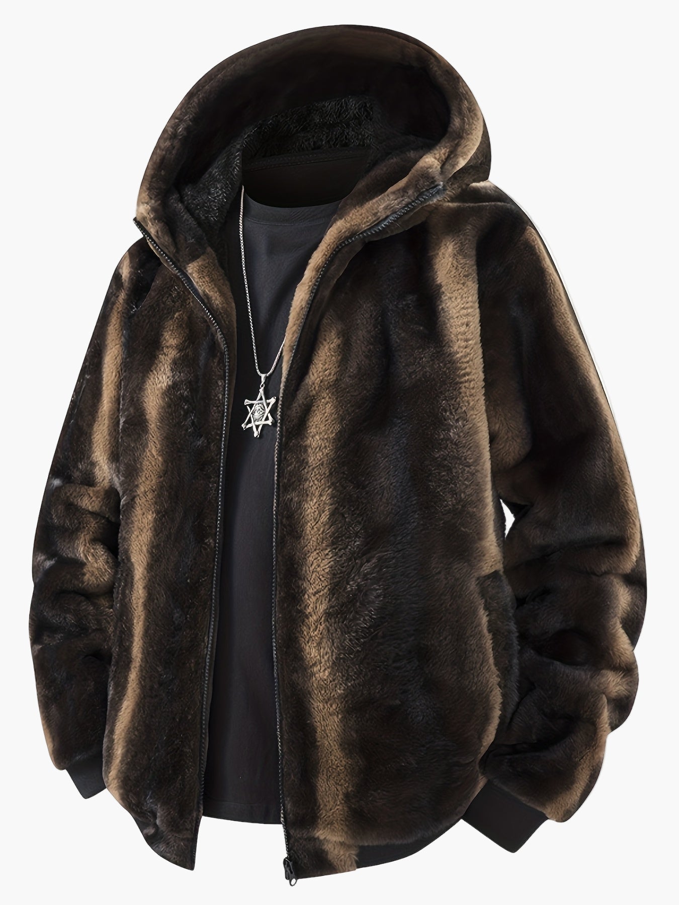 Herr Varm Fuskpälsjacka med Huva – Stilren Vinterjacka för Casual & Helg