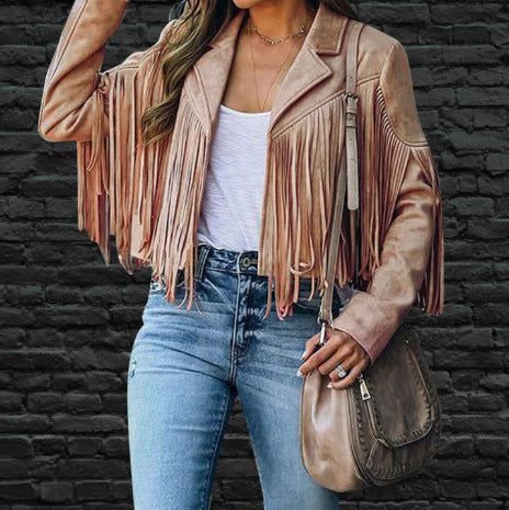 Tamara – Slim-fit långärmad fringing kappa