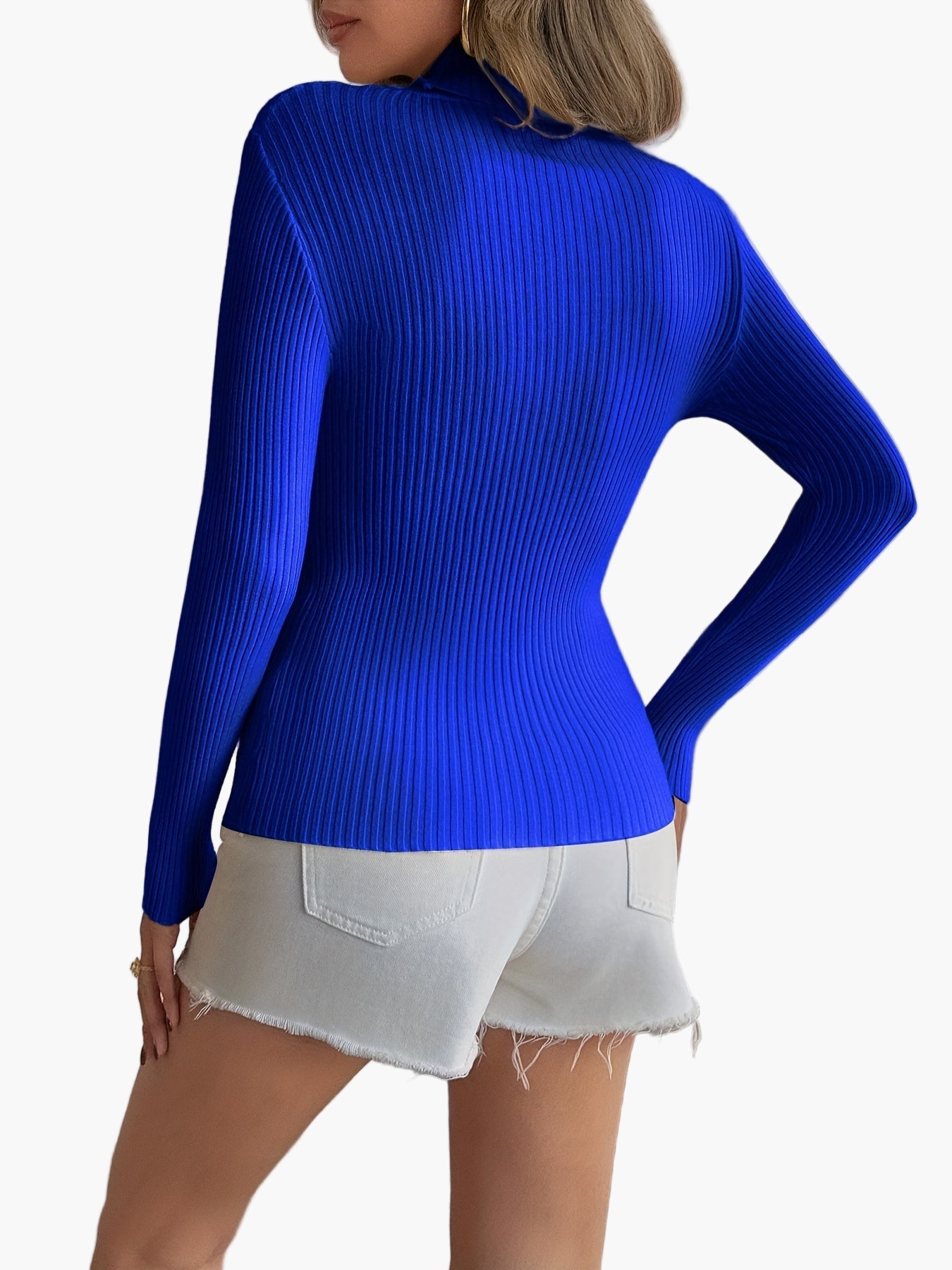 Dam Polotröja Slim Fit Ribbad Elegant Vardagsstil