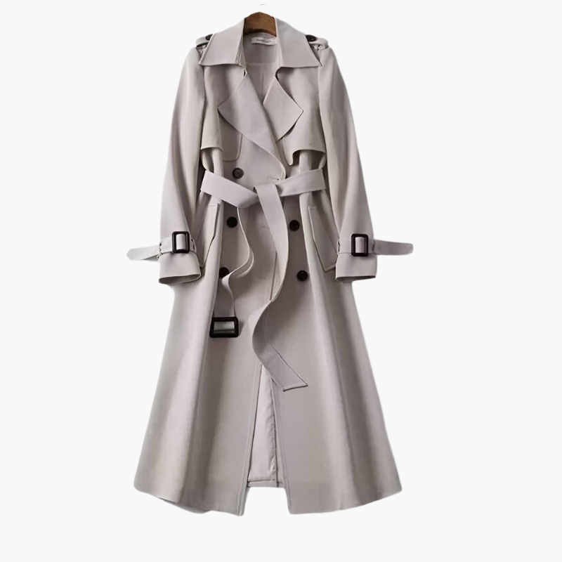 Dam Klassisk Lång Trenchcoat – Elegant Ytterplagg för Vardag och Fest
