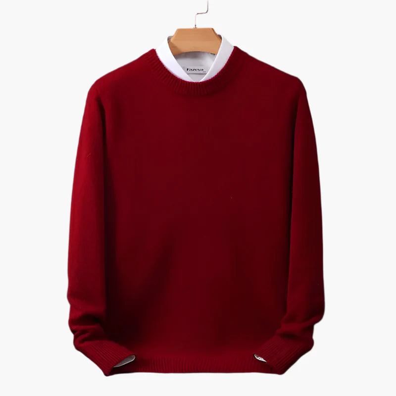 Herrtröja Klassisk Stickad Pullover med Falsk Skjortkrage – Elegant Vardagsstil