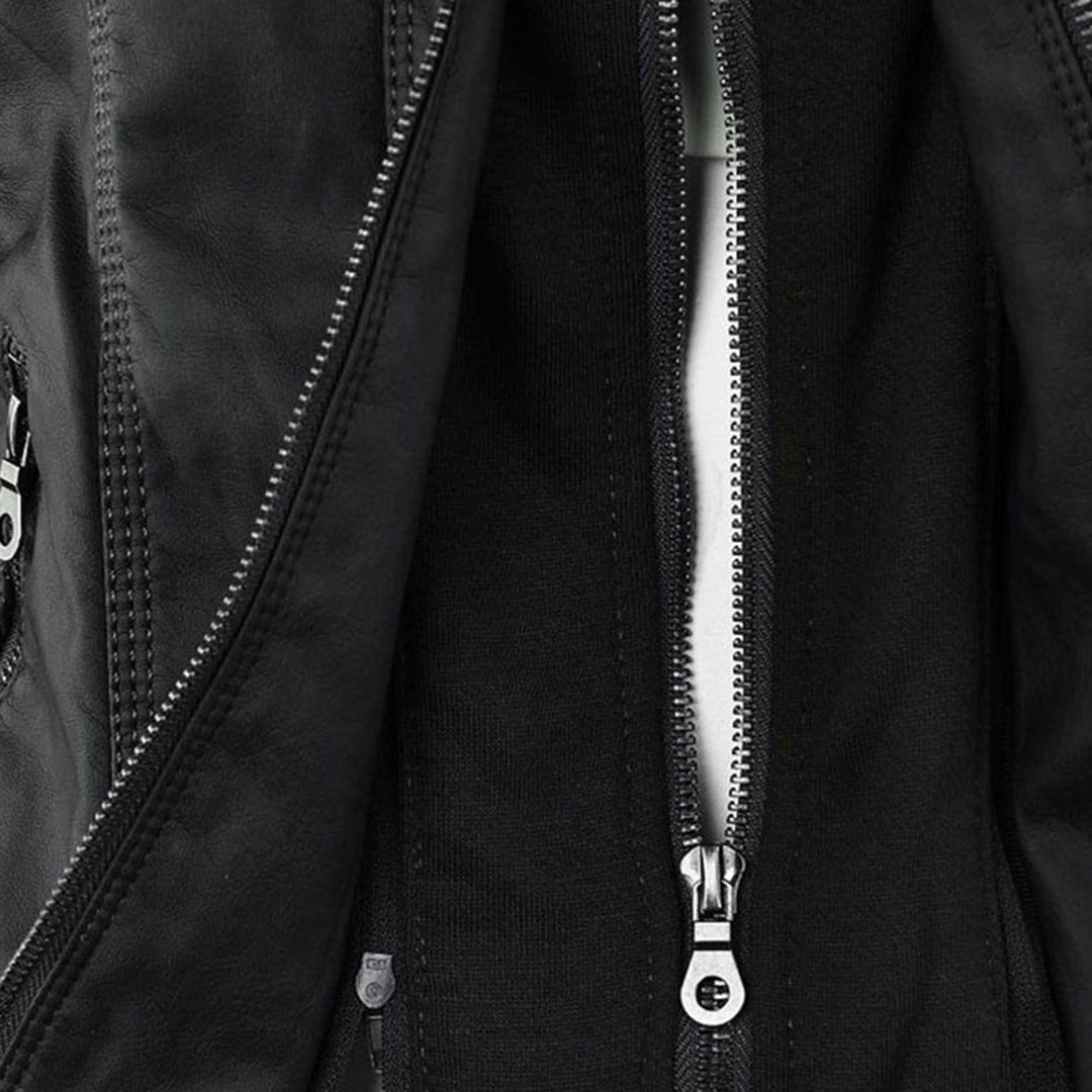 Damjacka i bikerstil med huva – Elegant och praktisk vardagsjacka