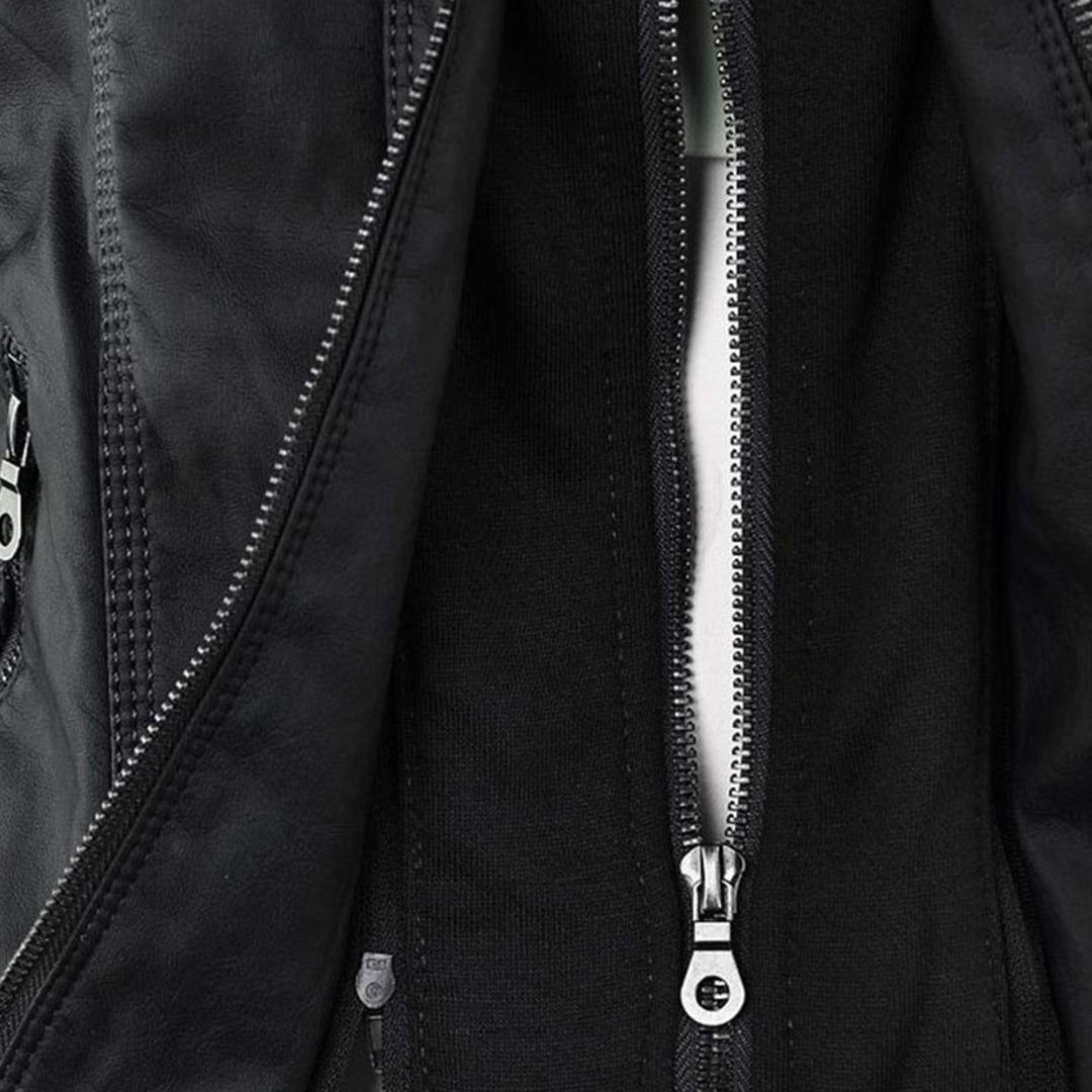 Damjacka i bikerstil med huva och dragkedja – Perfekt för höst och vardag i PU-konstläder