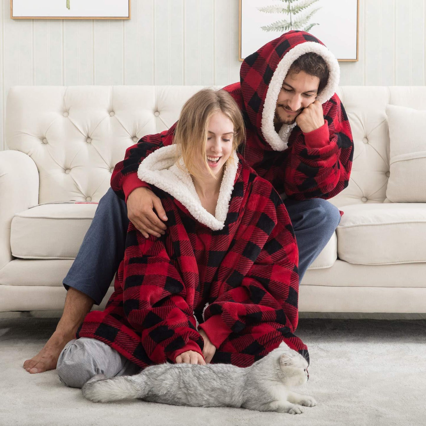 Unisex Mysig Oversize Hoodie-filt för Loungewear och Avkoppling