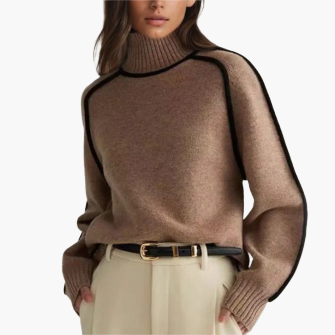 Damstickad polotröja med lös passform – Elegant höst- och vintertröja för modern stil