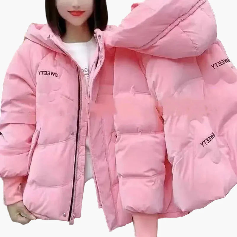 Damjacka med huva och avslappnad stil – Vinterjacka för vardagsbruk