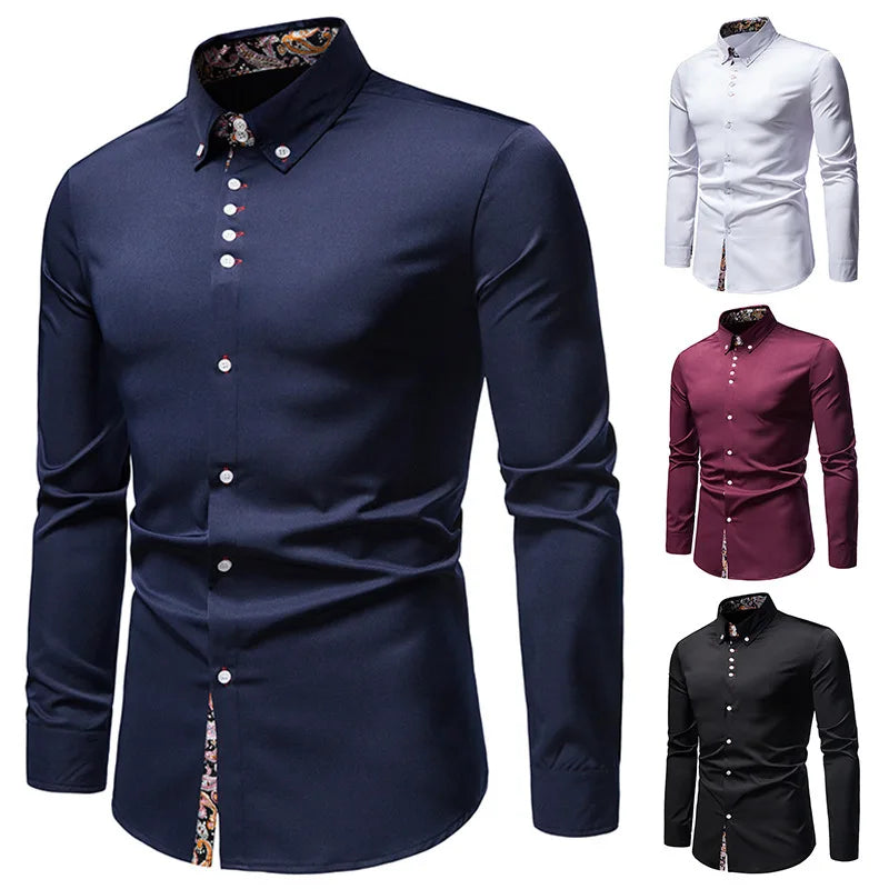 Perry – Slim Fit Paisley Print Skjorta för Män