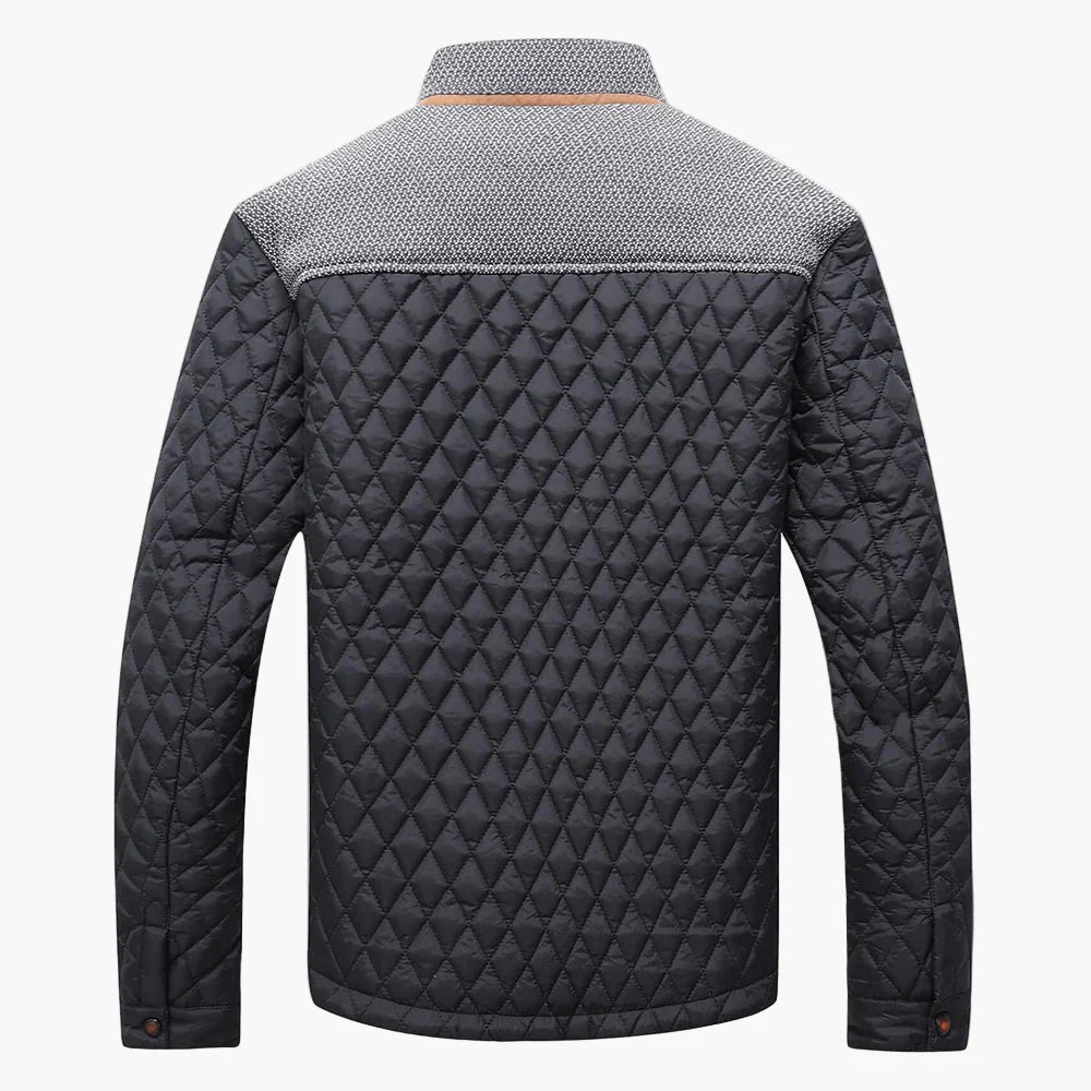 Herrjacka Quiltad Bomberjacka med Rutigt Foder – Modern Lättviktsjacka för Vardagsbruk