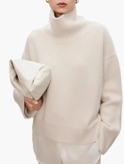 Dam Tröja Polokrage Oversize Stickad Elegant Vardagsmode