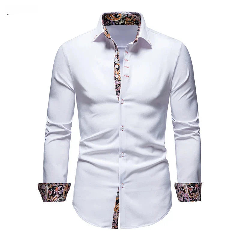 Perry – Slim Fit Paisley Print Skjorta för Män