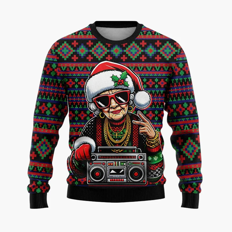 Herr Jultröja Ugly Christmas Sweater Street Style Santa – Perfekt för Julfest